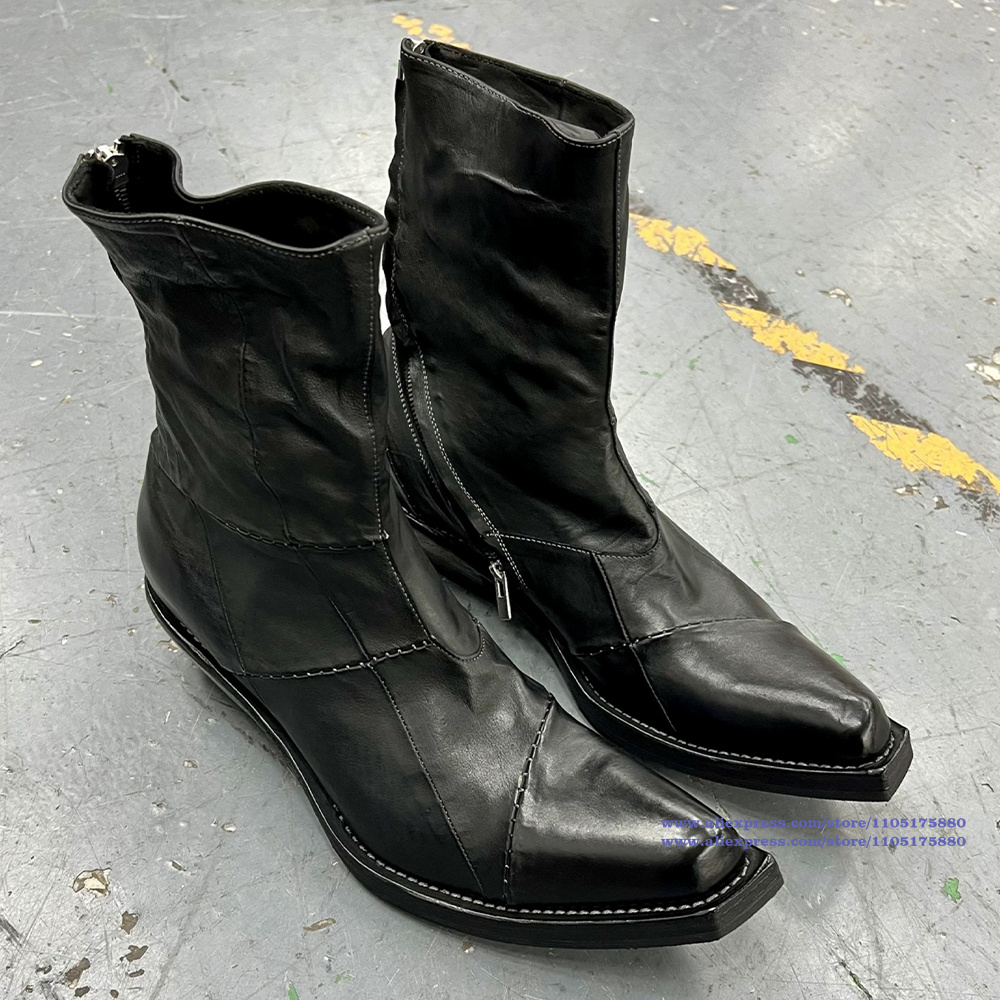 Chelsea Boots Men - Черные кожаные мужские ботинки с острым