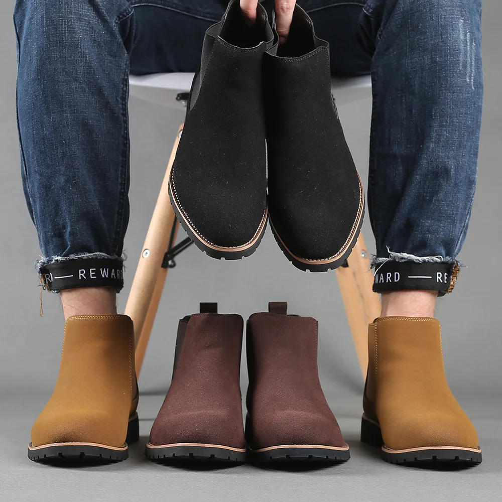 Chelsea Boots Men - Мужские ботильоны, замшевые кожаные ботинки в