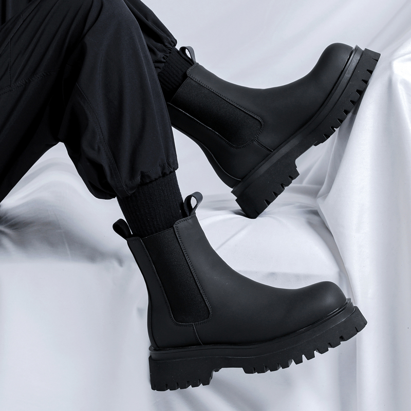 Chelsea Boots Men - Мужские черные высокие ботинки на платформе